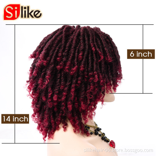 14 '' Soft Dreadlocks Wig Ombre Black Bug Curly Twist Crochet Braid Wig Heat Resistant Wigs Curly Twist Hair Faux Locs Crochet